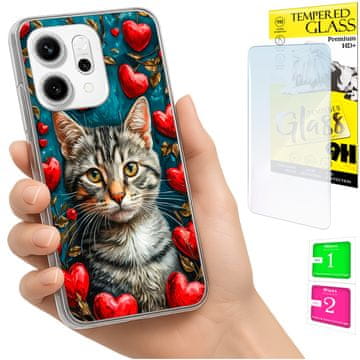 shumee Ovitek za Oppo Reno 14F / 14 FS 5G FOTO ovitek z motivom mucka + STEKLO
