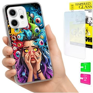 shumee Ovitek za Oppo Reno 14F / 14 FS 5G FOTO ovitek z očmi + STEKLO
