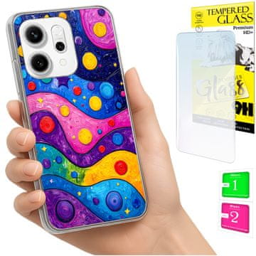 shumee Ovitek za Oppo Reno 14F / 14 FS 5G FOTO ovitek valovi + STEKLO