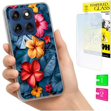 shumee Ovitek za Motorola Edge 60 Fusion / Edge 60 FOTO - zadnja stran, rože + STEKLO