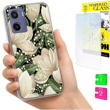 shumee Ovitek za Motorola Moto E15 / Moto G05 FOTO ovitek cvetje STEKLO