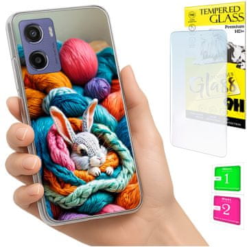 shumee Ovitek za Motorola Moto E15 / Moto G05 FOTO ovitek z zajčjo zadnjo stranjo iz stekla