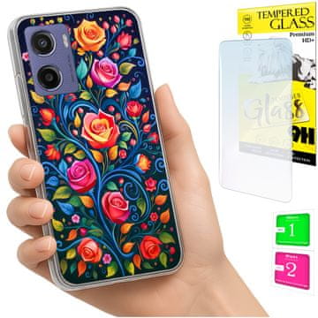 shumee Ovitek za Motorola Moto E15 / Moto G05 FOTO ovitek cvetje STEKLO