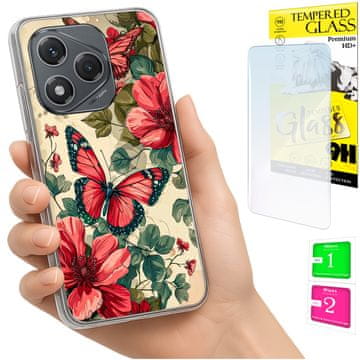 shumee Ovitek za Honor 400 Lite FOTO na hrbtni strani grafike z metulji + 9H steklo