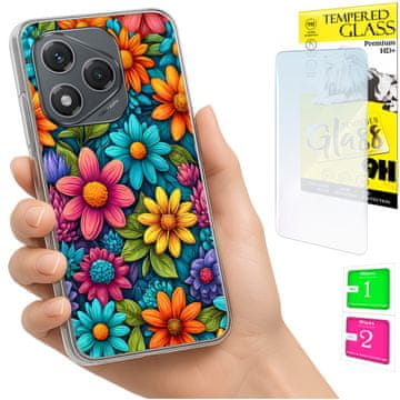 shumee Ovitek za Honor 400 Lite FOTO zadnja stran grafike rože + 9H STEKLO
