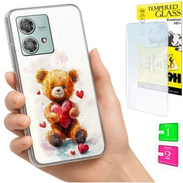 shumee Ovitek za Motorola Edge 40 Neo FOTO ovitek z medvedkom + 9H steklo