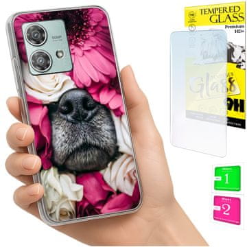 shumee Ovitek za Motorola Edge 40 Neo FOTO ovitek za hrbtno stran psa + 9H steklo