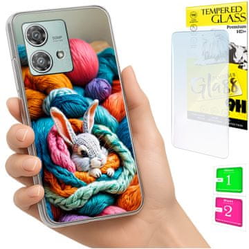 shumee Ovitek za Motorola Edge 40 Neo FOTO Ovitek Rabbit Back + 9H steklo