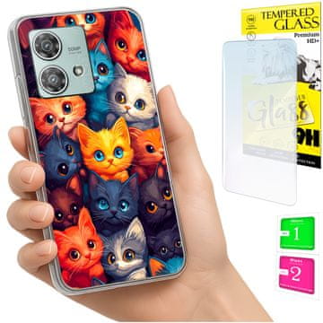 shumee Ovitek za Motorola Edge 40 Neo FOTO ovitek zadnji ovitek mačke + 9H steklo
