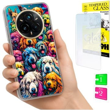 shumee Ovitek za Realme 14 Pro+ 5G / 14 Pro Plus 5G FOTO ovitek Psy + STEKLO