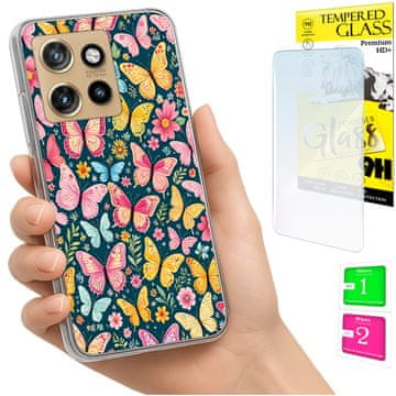 shumee Ovitek za Motorola Edge 50 Neo FOTO ovitek z zaščitno folijo v obliki metulja + 9H steklo