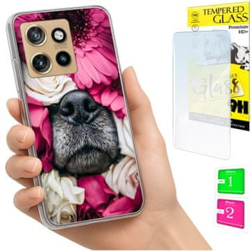 shumee Ovitek za Motorola Edge 50 Neo FOTO ovitek za hrbtno stran psa + 9H steklo