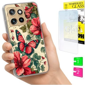 shumee Ovitek za Motorola Edge 50 Neo FOTO ovitek z zaščitno folijo v obliki metulja + 9H steklo