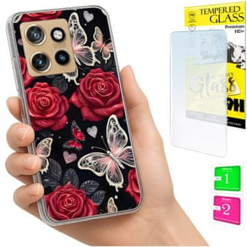 shumee Ovitek za Motorola Edge 50 Neo FOTO ovitek z zaščitno folijo v obliki metulja + 9H steklo