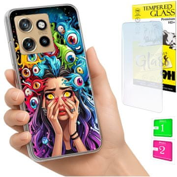 shumee Ovitek za Motorola Edge 50 Neo FOTO ovitek za zadnje oči + 9H steklo