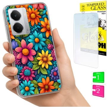 shumee Ovitek za Realme 14 5G / 14T 5G FOTO ovitek z rožami + 9H STEKLO