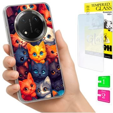shumee Ovitek za Honor Magic7 Lite FOTO zadnja stran grafike mačke + STEKLO