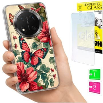 shumee Ovitek za Honor Magic7 Lite FOTO zadnja stran grafike metulji + STEKLO
