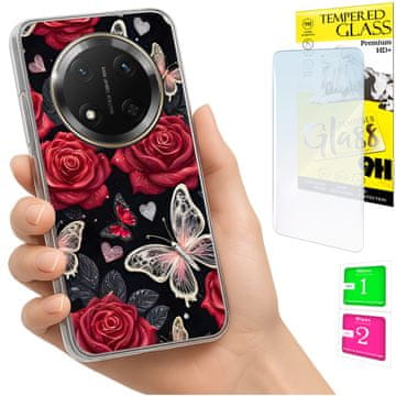 shumee Ovitek za Honor Magic7 Lite FOTO zadnja stran grafike metulji + STEKLO