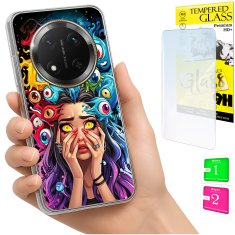 shumee Ovitek Honor Magic7 Lite FOTO ovitek zadnja stran grafika oči + STEKLO