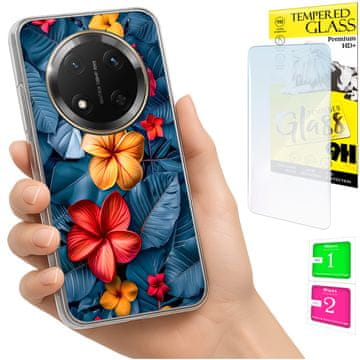 shumee Ovitek za Honor Magic7 Lite FOTO zadnja stran grafike rože + STEKLO