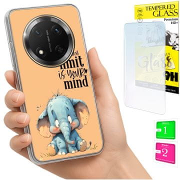 shumee Ovitek za Honor Magic7 Lite FOTO zadnja stran grafični slon + STEKLO