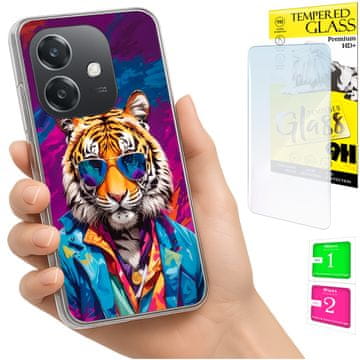 shumee Ovitek za Oppo A40 / A40m / A60 5G FOTO ovitek tiger + STEKLO