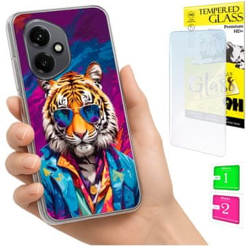 shumee Ovitek za Honor X7d / 400 Smart FOTO Ovitek Tiger Back + 9H steklo