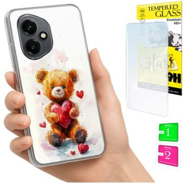 shumee Ovitek za Honor X7d / 400 Smart FOTO ovitek z zaščitnim krilom in medvedkom + 9H STEKLO