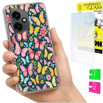 shumee Ovitek za Honor X7d / 400 Smart FOTO ovitek z zaščitnim ovitkom Metulj + 9H STEKLO