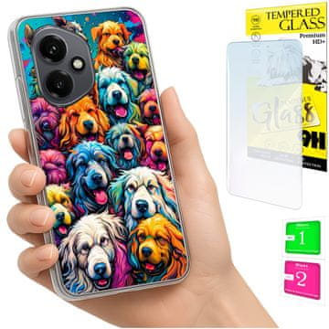shumee Ovitek za Honor X7d / 400 Smart FOTO ovitek zadnji ovitek psi + 9H STEKLO