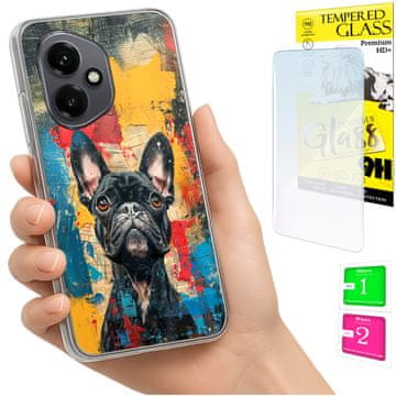 shumee Ovitek za Honor X7d / 400 Smart FOTO ovitek za hrbtno stran Dog + 9H STEKLO