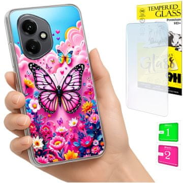 shumee Ovitek za Honor X7d / 400 Smart FOTO ovitek z zaščitnim ovitkom Metulj + 9H STEKLO