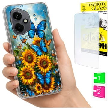 shumee Ovitek za Honor X7d / 400 Smart FOTO ovitek z zaščitnim ovitkom Metulj + 9H STEKLO