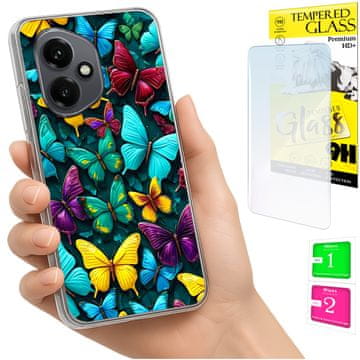 shumee Ovitek za Honor X7d / 400 Smart FOTO ovitek z zaščitnim ovitkom Metulj + 9H STEKLO
