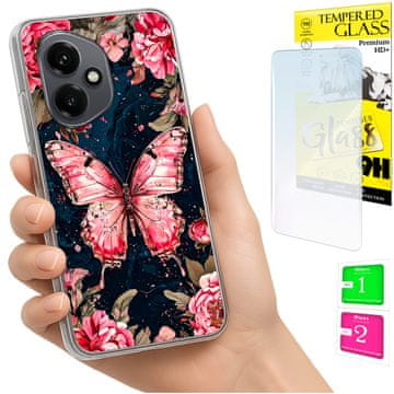 shumee Ovitek za Honor X7d / 400 Smart FOTO ovitek z zaščitnim ovitkom Metulj + 9H STEKLO