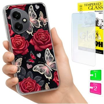 shumee Ovitek za Honor X7d / 400 Smart FOTO ovitek z zaščitnim ovitkom Metulj + 9H STEKLO