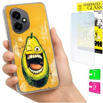 shumee Ovitek za Honor X7d / 400 Smart FOTO ovitek z zaščitnim krilom iz avokada + 9H steklo