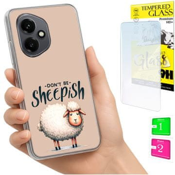 shumee Ovitek za Honor X7d / 400 Smart FOTO ovitek z zaščitno folijo Sheep + 9H steklo