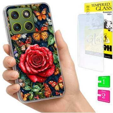 shumee Ovitek za Motorola Edge 70 FOTO na hrbtni strani grafike z metulji + STEKLO