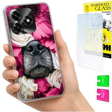 shumee Ovitek za Honor X5C Plus / X5C 4G FOTO ovitek za hrbtno stran psa + 9H STEKLO