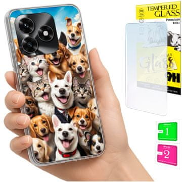 shumee Ovitek za Honor X5C Plus / X5C 4G FOTO ovitek zadnji ovitek psi + 9H STEKLO