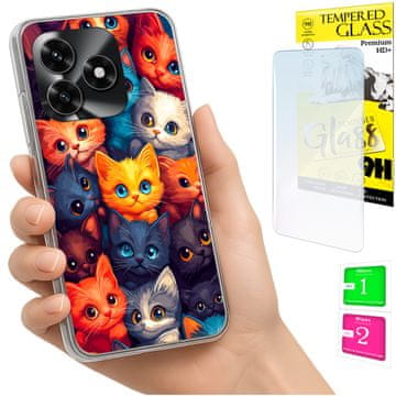 shumee Ovitek za Honor X5C Plus / X5C 4G FOTO ovitek zadnji ovitek mačke + 9H STEKLO