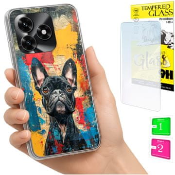 shumee Ovitek za Honor X5C Plus / X5C 4G FOTO ovitek za hrbtno stran psa + 9H STEKLO