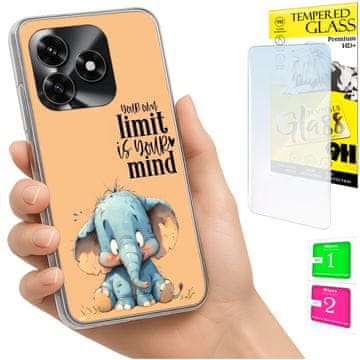 shumee Ovitek za Honor X5C Plus / X5C 4G FOTO ovitek slon + 9H steklo