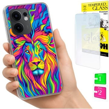 shumee Ovitek za Oppo Reno 13F 5G / 13 FS 5G FOTO ovitek z zaščitnim krilom in 9H steklom