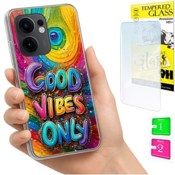 shumee Ovitek za Oppo Reno 13F 5G / 13 FS 5G FOTO ovitek z vibrirajočim zaščitnim steklom + 9H steklo