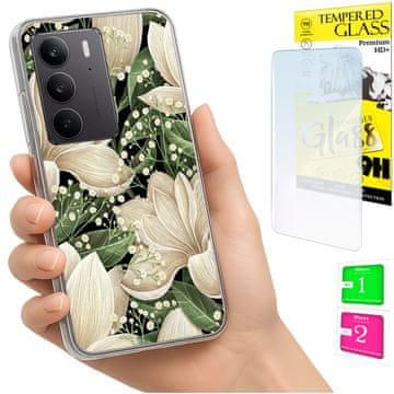 shumee Ovitek za Realme C75 / 14X 5G FOTO ovitek z rožami + 9H STEKLO