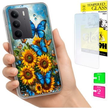 shumee Ovitek za Realme C75 / 14X 5G FOTO ovitek z zaščitnim ovitko v obliki metulja + 9H STEKLO