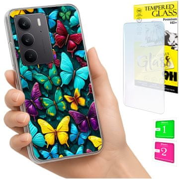 shumee Ovitek za Realme C75 / 14X 5G FOTO ovitek z zaščitnim ovitko v obliki metulja + 9H STEKLO